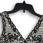 Womens Black White Embroidered Sleeveless Back Zip Blouse Top Size S/P image number 2