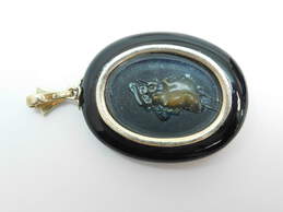 Antique Victorian 10K Gold 0.46 CT Diamond Seed Pearl Onyx Mourning Locket Pendant 29.8g alternative image