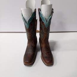 Justin Women's Square Toe Tan Rugged Leather Western Cowgirl Boots Size 6.5B