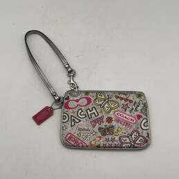 Womens Gray Butterfly Heart Glitter Glam Graffiti Bag Charm Wristlet Wallet