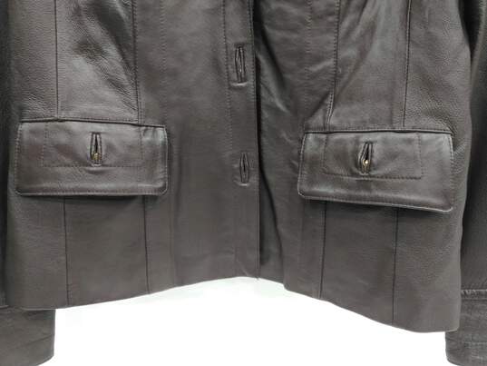 Terry Lewis Women's Brown Genuine Leather Bomber Style Jacket Size PXS image number 3
