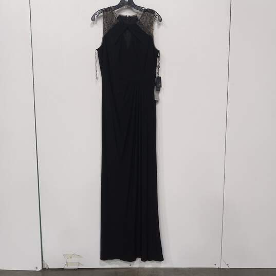 Adrianna Papell Women's Sleeveless Long Black Formal Beaded Shoulders Dress Size 8 image number 1
