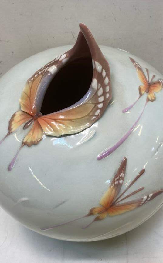 Franz Porcelain Vase 11 inch Tall Papillion Butterfly Ceramic Art image number 2