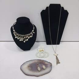 Bundle of Assorted White & Silver Tinted Fashion Costume Jewelry