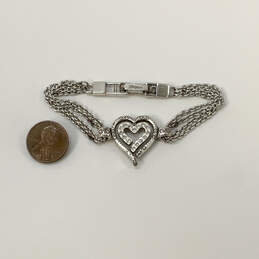 Designer Brighton Love Struck Silver-Tone Crystal Heart Chain Bracelet