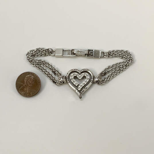 Designer Brighton Love Struck Silver-Tone Crystal Heart Chain Bracelet image number 1