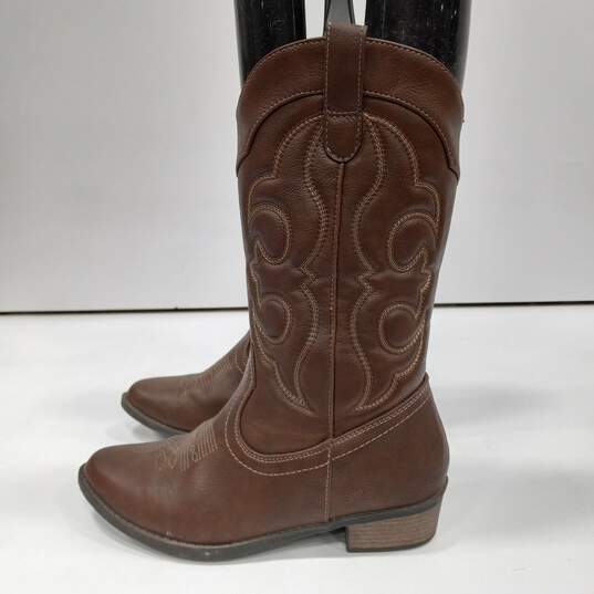 Cat & Jack Brown Pull-On Western Style Boots Size 5 image number 3