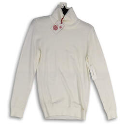 NWT Womens White Tight-Knit Turtle Neck Long Sleeve Pullover Sweater Size S