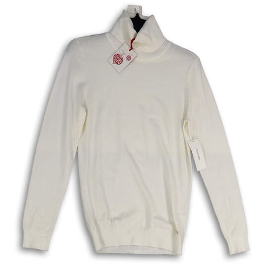NWT Womens White Tight-Knit Turtle Neck Long Sleeve Pullover Sweater Size S image number 1