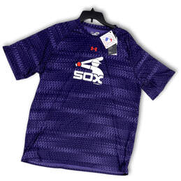 NWT Mens Purple Geometric Short Sleeve Pullover Activewear T-Shirt Size XL