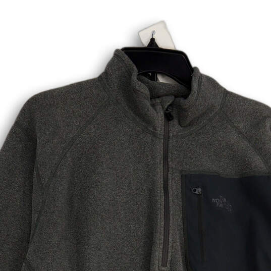 Mens Gray Mock Neck Long Sleeve Quarter Zip Fleece Jacket Size XL image number 3