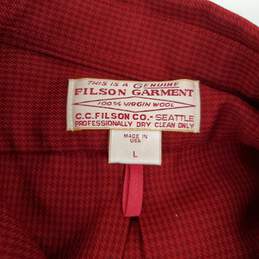 Filson Red Wool Long Sleeve Button Up Shirt Size L alternative image