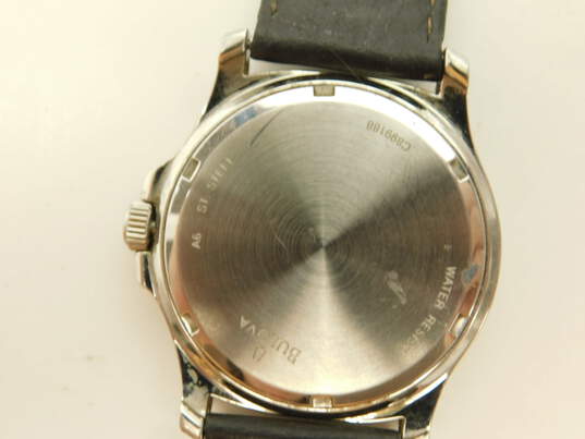 Men's Retro Bulova C899188 Black & White Analog Quartz Watch image number 3
