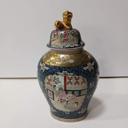 Vintage Chinese Painted Porcelain Urn Vase image number 1
