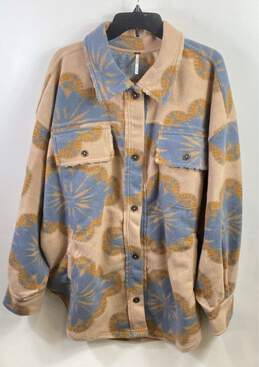 Free People Women Brown Jacquard Fleece Jacket XL