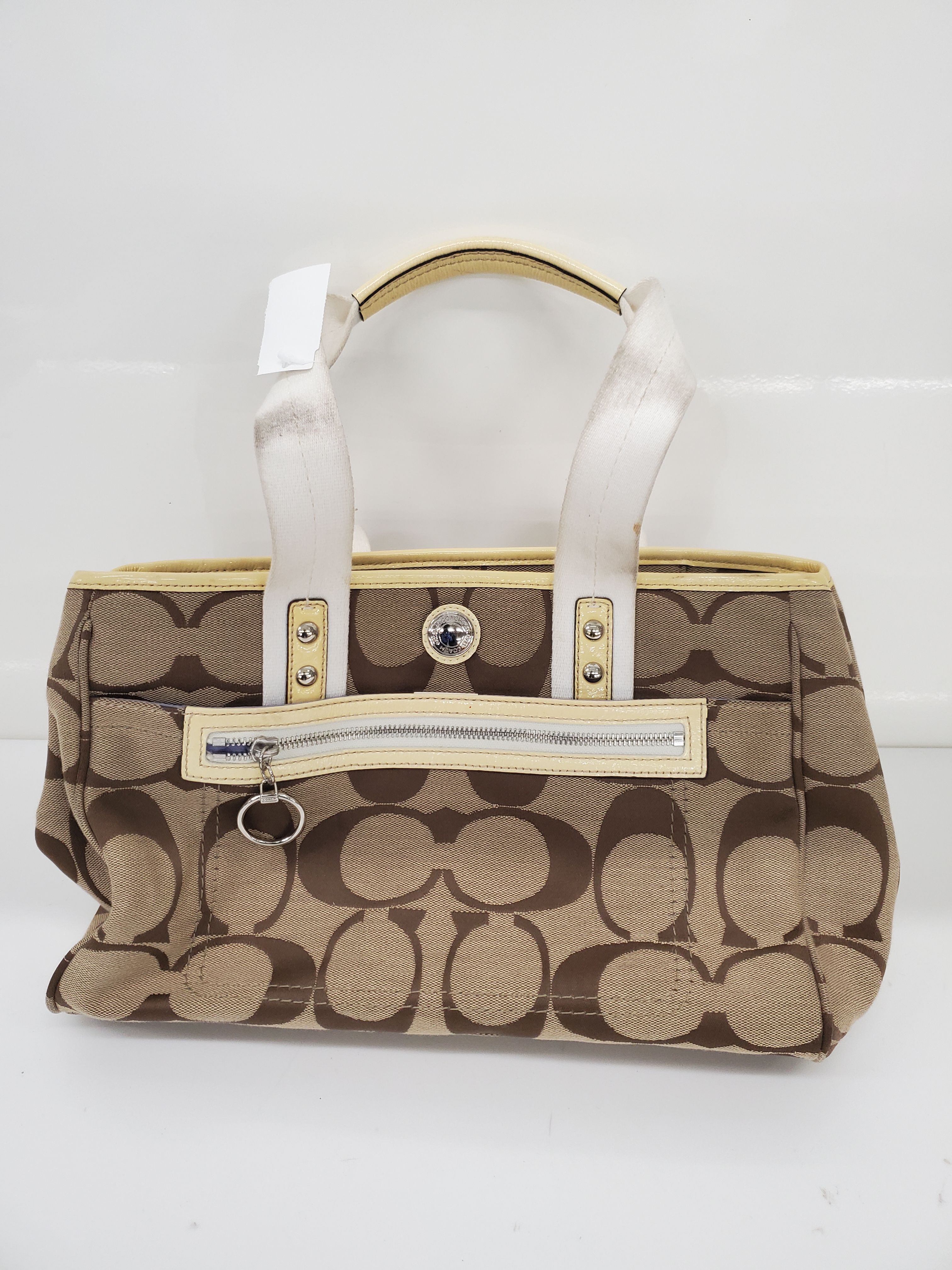 Coach F58287 Signature Sierra beige and brown leather satchel purse | eBay