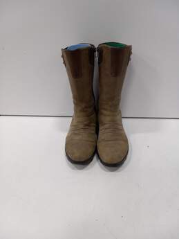 Women's Beige Leather Boots Size 8