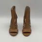 Womens Odelia Brown Leather Open Toe Zip Stiletto Gladiator Heel Size 8.5M image number 3