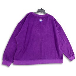 Womens Purple Crew Neck Long Sleeve Fleece Pullover Sweater Size XXL alternative image
