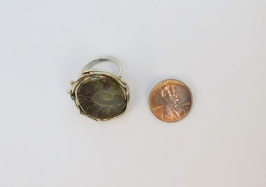 Artisan Sterling Silver Ammonite Ring 12.7g image number 4