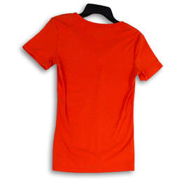 Womens Orange V-Neck Short Sleeve Stretch Pullover T-Shirt Size Medium alternative image