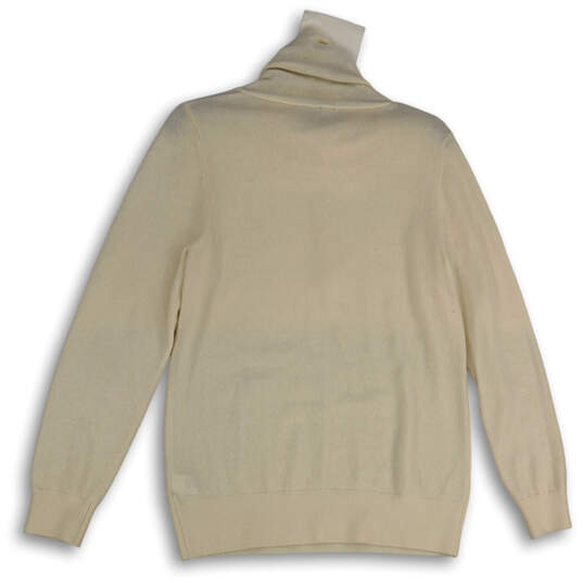 Womens Cream Beige Knitted Mock Neck Long Sleeve Pullover Sweater Sz S Reg image number 2