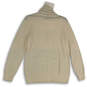 Womens Cream Beige Knitted Mock Neck Long Sleeve Pullover Sweater Sz S Reg image number 2