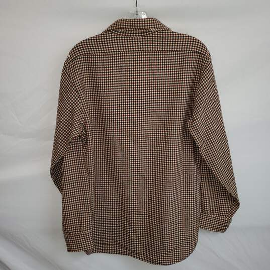 Pendleton Woolen Mills Wool Full Button Up Brown Checkered Shirt Size M image number 2
