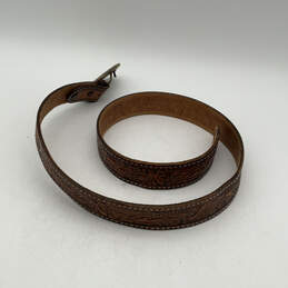 Mens 19518 Brown Leather Adjustable Buckle Western Waist Belt Size 38 alternative image