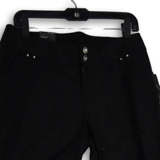 NWT Womens Black Flat Front Ruched Ankle Drawstring Capri Pants Size 8 image number 3