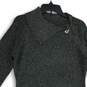 Womens Black Stretch Long Sleeve Collared Knee Length Sweater Dress Size L image number 3