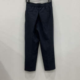 Womens Navy Blue Flat Front Elastic Waist Pockets Capri Pants Size 40 alternative image