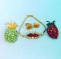 Vintage Icy Red & Green Rhinestone Fruit & Heart Jewelry 41.8g image number 1
