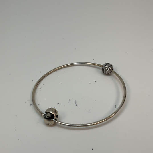Designer Pandora S925 ALE Sterling Silver Ball Charm Snap Bangle Bracelet image number 3