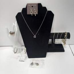 9pc Bundle of Assorted Silver Tone Fashion Jewelry