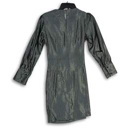 NWT Maje Womens Silver Black Striped Round Neck Long Sleeve Mini Dress Size 38 alternative image