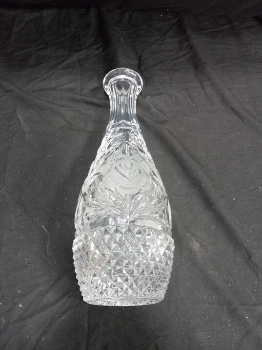 Cut Crystal Rose Themed Decanter No Stopper image number 3