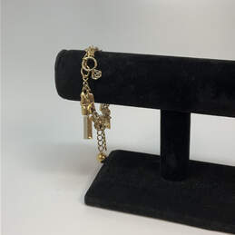 Designer Kate Spade Gold-Tone Rhinestone Link Chain Multiple Charm Bracelet