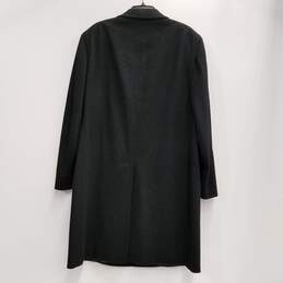 Mens Black Pockets Long Sleeve Collared Single Breasted Trench Coat Size 52