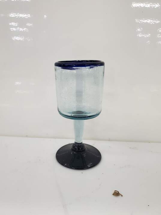 Cobalt Blue Rim Small Wine Glass image number 1