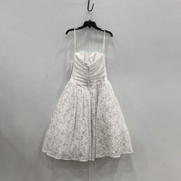 NWT Womens White Lace Pleated Sleeveless Back Zip Mini Dress Size 8