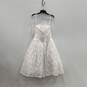 NWT Womens White Lace Pleated Sleeveless Back Zip Mini Dress Size 8 image number 1