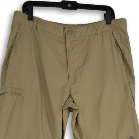 Mens Khaki Flat Front Slash Pocket Straight Leg Hiking Pants Size 36 image number 3