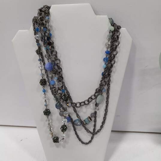 Bundle of Assorted Blue & Silver Tone Costume Jewelry image number 5