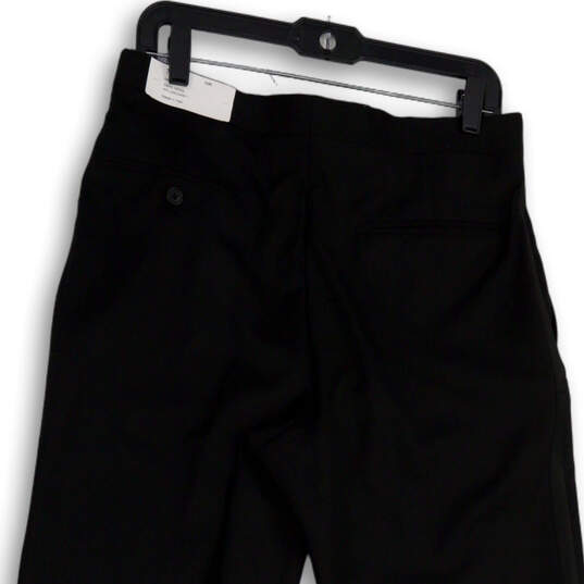 NWT Mens Black Flat Front Slash Pockets Straight Leg Dress Pants Size 32R image number 4