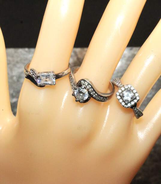 Sterling Silver CZ Accent Ring Set Of 3 Sizes 6.50, 7.50, 8.50 image number 1