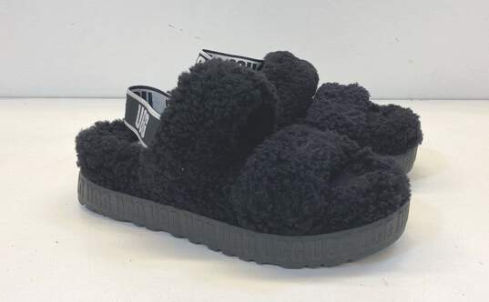 UGG Shearling Fluffita Slingback Sandals Black 9 image number 1