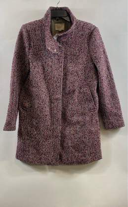 NWT Loft Womens Multicolor Tweed Long Sleeve Funnel Neck Overcoat Size Small