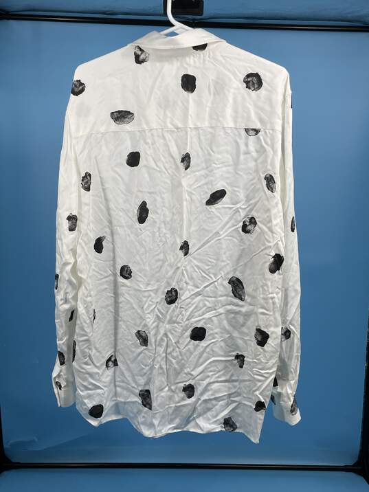 Womens White Black Spotted Long Sleeve Button-Up Shirt Size L T-0528238-G image number 3