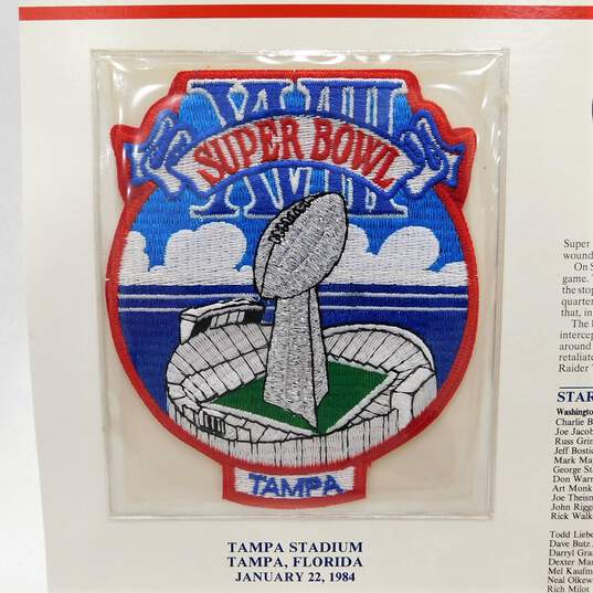 Super Bowl XVIII Patch Stat Card Official Willabee & Ward 35712 image number 3